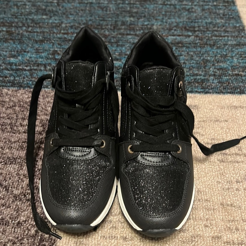 Aldo sparkly black  wedge sneakers size 8